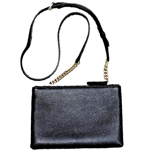 👜💎 TORY BURCH Kira Crossbody Bag | Black Pebbled Leather Gold Chain LIKE NEW - Picture 2 of 9